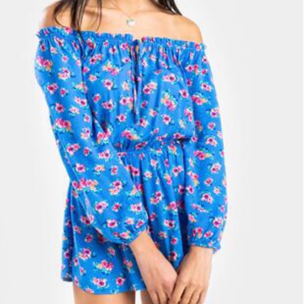 Francesca’s long sleeve off the shoulder romper!